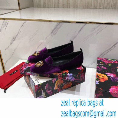 Dolce  &  Gabbana Velvet Devotion Loafers Slippers Purple 2021